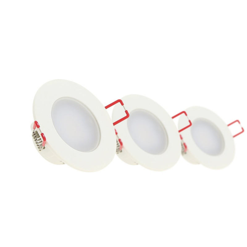 Lot de 3 Spots Encastrable LED Intégrés - IP 65 pour salle de bain - cons. 4,7W (eq. 50W) - 345 lumens - Blanc neutre